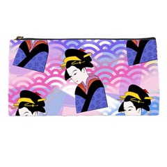 Japanese Abstract Blue Pencil Cases by snowwhitegirl