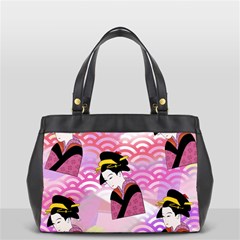 Japanese Abstract Pink Oversize Office Handbag (2 Sides) by snowwhitegirl