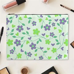 Green Vintage Flowers Cosmetic Bag (xl) by snowwhitegirl