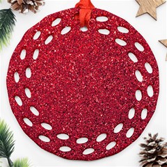 Red  Glitter Ornament (round Filigree) by snowwhitegirl