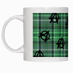 Green  Plaid Anarchy White Mugs by snowwhitegirl