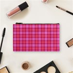 Valentine Pink Red Plaid Cosmetic Bag (Small) Front