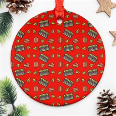 Fast Food Red Round Ornament (two Sides) by snowwhitegirl