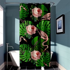 Flamingo Floral Black Shower Curtain 36  X 72  (stall)  by snowwhitegirl