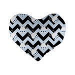 Blue Teapot Chevron Standard 16  Premium Heart Shape Cushions Front