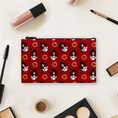 Girl With Dress Red Cosmetic Bag (small) by snowwhitegirl