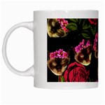 Lazy Cat Floral Pattern Black White Mugs Left