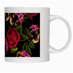 Lazy Cat Floral Pattern Black White Mugs Right