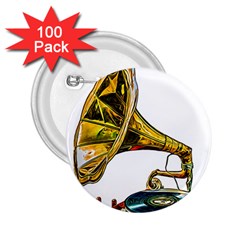 Vintage Gramophone 2 25  Buttons (100 Pack)  by FunnyCow