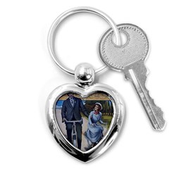 Couple On Bicycle Key Chains (heart)  by vintage2030