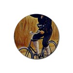 Policeman On Bicycle Rubber Coaster (Round)  Front