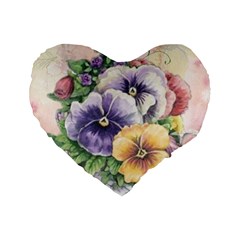 Lowers Pansy Standard 16  Premium Heart Shape Cushions by vintage2030