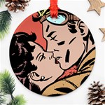 Retrocouplekissing Ornament (Round) Front