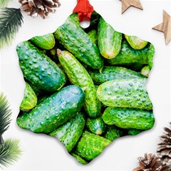 Pile Of Green Cucumbers Snowflake Ornament (two Sides) by FunnyCow