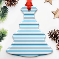 Oktoberfest Bavarian Blue And White Large Mattress Ticking Stripes Christmas Tree Ornament (two Sides) by PodArtist