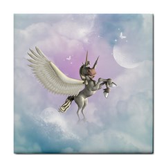 Cute Little Pegasus In The Sky, Cartoon Tile Coasters by FantasyWorld7