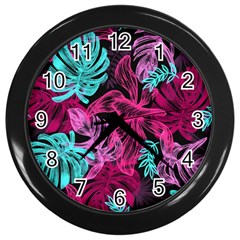 Leaves Drawing Reason Pattern Wall Clock (black) by Sapixe