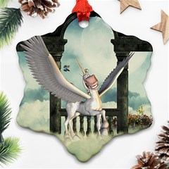 Cute Little Pegasus In The Sky, Cartoon Ornament (snowflake) by FantasyWorld7