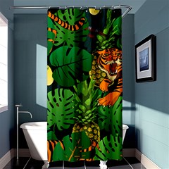 Tropical Pelican Tiger Jungle Black Shower Curtain 36  X 72  (stall)  by snowwhitegirl