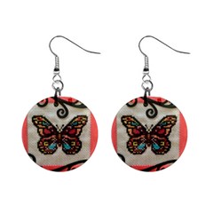 Cross Stitch Butterfly Mini Button Earrings by DeneWestUK