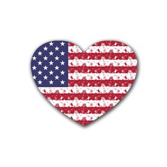 Usa Flag Halloween Holiday Nightmare Stripes Rubber Coaster (heart)  by PodArtist