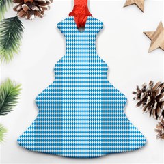 Oktoberfest Bavarian Blue And White Small Diagonal Diamond Pattern Christmas Tree Ornament (two Sides) by PodArtist