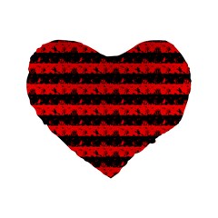 Red Devil And Black Halloween Nightmare Stripes  Standard 16  Premium Flano Heart Shape Cushions by PodArtist