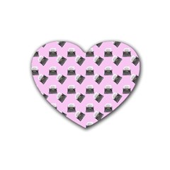 Retro Typewriter Pink Pattern Rubber Coaster (heart)  by snowwhitegirl