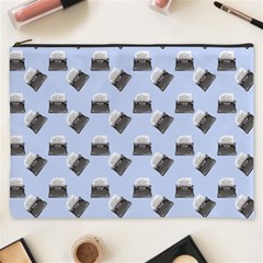 Retro Typewriter Blue Pattern Cosmetic Bag (xxxl) by snowwhitegirl