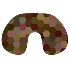 Brown Background Layout Polygon Travel Neck Pillows by Sapixe