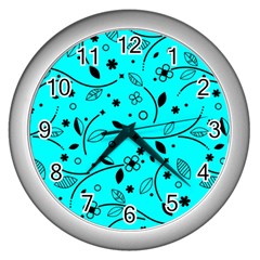 Pattern Flowers Flower Texture Wall Clock (silver) by Sapixe