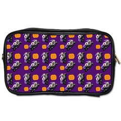 Halloween Skeleton Pumpkin Pattern Purple Toiletries Bag (two Sides) by snowwhitegirl