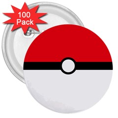 Poke Ball 3  Buttons (100 Pack)  by raeraeshescrafty