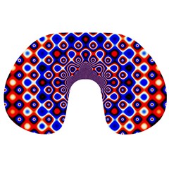 Digital Art Background Red Blue Travel Neck Pillows by Sapixe