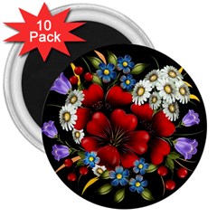 Flower Decoration Bouquet Of Flowers 3  Magnets (10 Pack)  by Sapixe