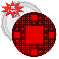 Red Sierpinski Carpet Plane Fractal 3  Buttons (100 Pack)  by Sapixe