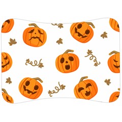 Funny Spooky Halloween Pumpkins Pattern White Orange Velour Seat Head Rest Cushion by HalloweenParty