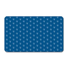 Quebec French Royal Fleur De Lys Elegant Pattern Blue Blue Quebec Fleur De Lys Pattern Blue Magnet (rectangular) by Quebec