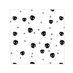 Pattern Skull Stars Handrawn Naive Halloween Gothic Black And White Small Satin Scarf (square) by genx