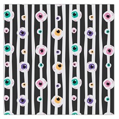 Pattern Eyeball Black And White Naive Stripes Gothic Halloween Large Satin Scarf (square) by genx