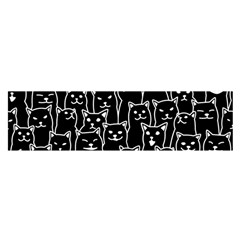 Funny Cat Pattern Organic Style Minimalist On Black Background Satin Scarf (oblong) by genx