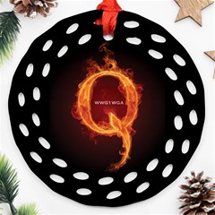 Qanon Letter Q Fire Effect Wwgowga Wwg1wga Ornament (round Filigree) by snek