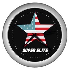 Super Elite Usa Flag In A Star Trump Maga Quote Wall Clock (silver) by snek