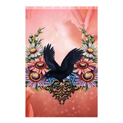 Wonderful Crow With Flowers On Red Vintage Dsign Shower Curtain 48  X 72  (small)  by FantasyWorld7