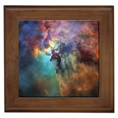 Lagoon Nebula Interstellar Cloud Pastel Pink, Turquoise And Yellow Stars Framed Tiles by genx