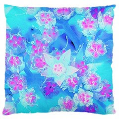 Blue And Hot Pink Succulent Underwater Sedum Large Flano Cushion Case (one Side) by myrubiogarden