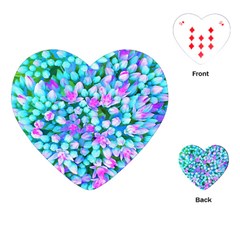 Blue And Hot Pink Succulent Sedum Flowers Detail Playing Cards (heart) by myrubiogarden