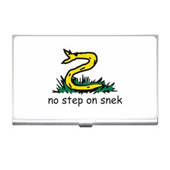 No Step On Snek Gadsden Flag Meme Parody On White Background Business Card Holder by snek