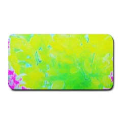 Fluorescent Yellow And Pink Abstract Garden Foliage Medium Bar Mats by myrubiogarden