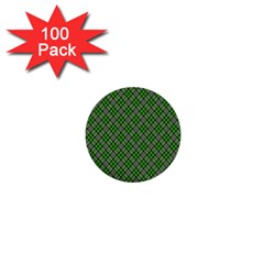 Lumberjack Plaid Buffalo Plaid Green White 1  Mini Buttons (100 Pack)  by Wegoenart